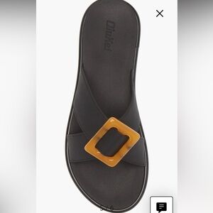 OluKai Black Sandals with Tan Buckle